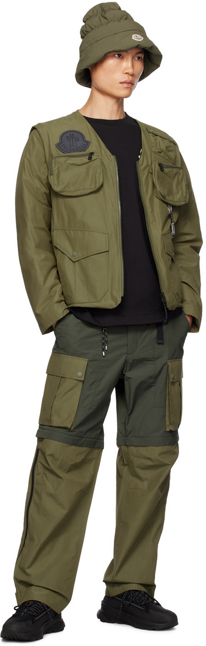 MONCLER GENIUS X PHARRELL WILLIAMS Poly Cotton Blend Logo Trousers / Shorts Olive
