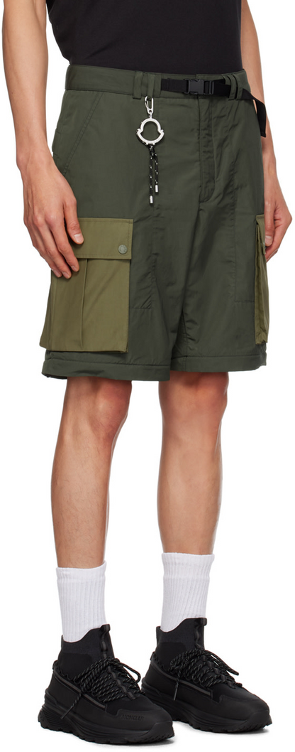 MONCLER GENIUS X PHARRELL WILLIAMS Poly Cotton Blend Logo Trousers / Shorts Olive