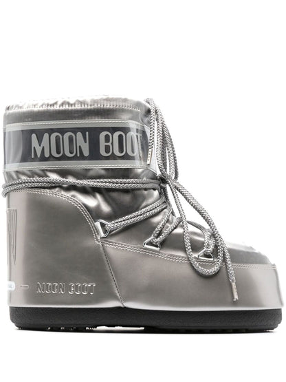 MOON BOOT Icon Low Glance Satin Boots Silver