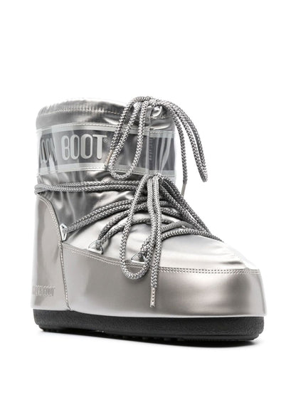 MOON BOOT Icon Low Glance Satin Boots Silver