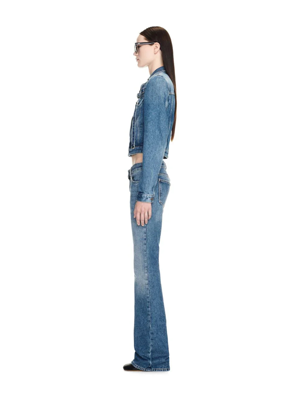 OFF-WHITE WOMEN Cargo Crop Denim Jacket Blue