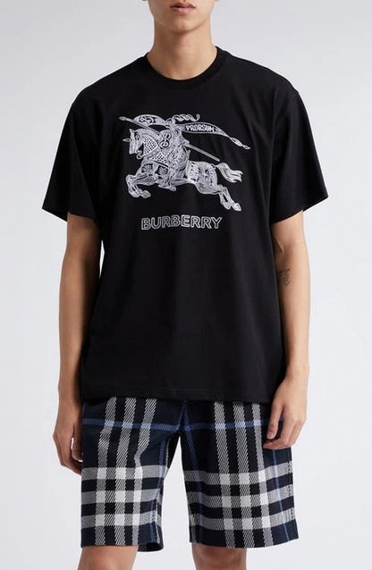Burberry Embroidered EKD Cotton Prorsum T-shirt Black